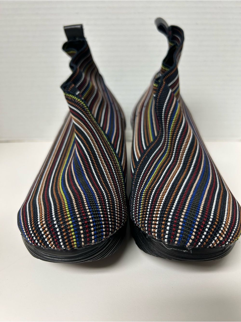 Bernie Mev Maile Multi-Color Striped Wedge Ankle Booties Size 37 / US 6.5-7 NWOB